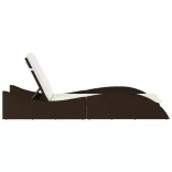 barna polyrattan napozóágy párnával 60x205x73 cm