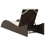 barna polyrattan napozóágy párnával 60x205x73 cm