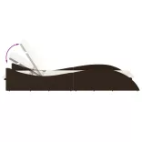 barna polyrattan napozóágy párnával 60x205x73 cm