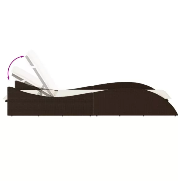 barna polyrattan napozóágy párnával 60x205x73 cm