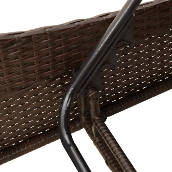 barna polyrattan napozóágy párnával 60x205x73 cm