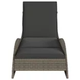 szürke polyrattan napozóágy párnával 60x205x73 cm