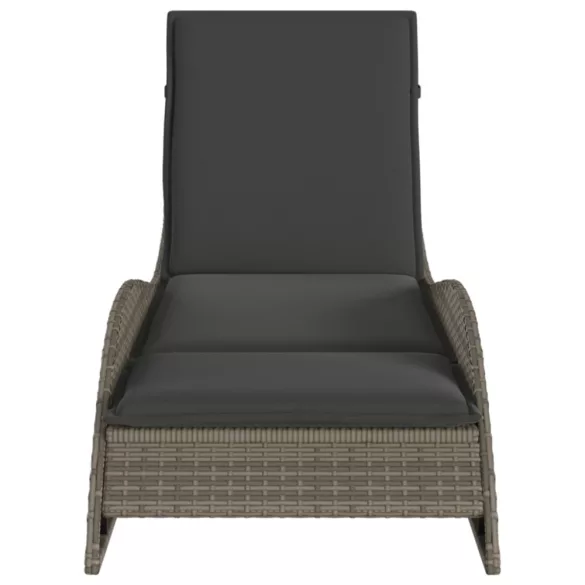 szürke polyrattan napozóágy párnával 60x205x73 cm