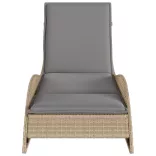 bézs polyrattan napozóágy párnával 60x205x73 cm