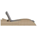 bézs polyrattan napozóágy párnával 60x205x73 cm