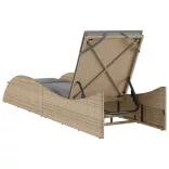 bézs polyrattan napozóágy párnával 60x205x73 cm