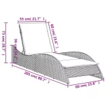 bézs polyrattan napozóágy párnával 60x205x73 cm