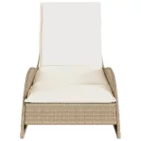 bézs polyrattan napozóágy párnával 60x205x73 cm