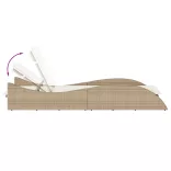 bézs polyrattan napozóágy párnával 60x205x73 cm