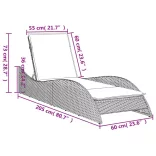 bézs polyrattan napozóágy párnával 60x205x73 cm