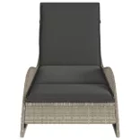világosszürke polyrattan napozóágy párnával 60x205x73 cm