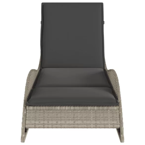 világosszürke polyrattan napozóágy párnával 60x205x73 cm