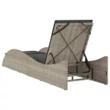 világosszürke polyrattan napozóágy párnával 60x205x73 cm