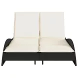 fekete polyrattan napozóágy párnákkal 114x205x73 cm