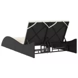 fekete polyrattan napozóágy párnákkal 114x205x73 cm