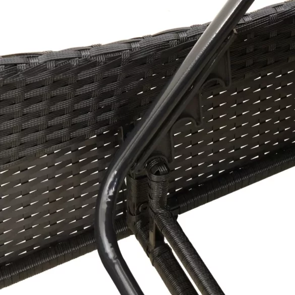 fekete polyrattan napozóágy párnákkal 114x205x73 cm