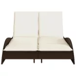 barna polyrattan napozóágy párnákkal 114x205x73 cm