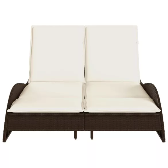 barna polyrattan napozóágy párnákkal 114x205x73 cm