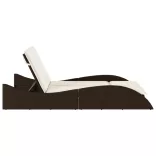 barna polyrattan napozóágy párnákkal 114x205x73 cm