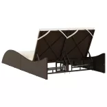 barna polyrattan napozóágy párnákkal 114x205x73 cm