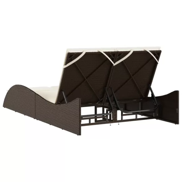 barna polyrattan napozóágy párnákkal 114x205x73 cm