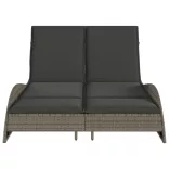 szürke polyrattan napozóágy párnákkal 114x205x73 cm