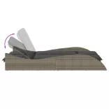 szürke polyrattan napozóágy párnákkal 114x205x73 cm
