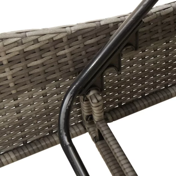 szürke polyrattan napozóágy párnákkal 114x205x73 cm