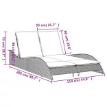 szürke polyrattan napozóágy párnákkal 114x205x73 cm