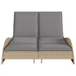 bézs polyrattan napozóágy párnákkal 114x205x73 cm
