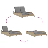 bézs polyrattan napozóágy párnákkal 114x205x73 cm