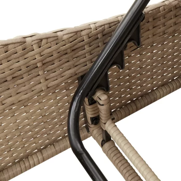 bézs polyrattan napozóágy párnákkal 114x205x73 cm