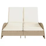 bézs polyrattan napozóágy párnákkal 114x205x73 cm