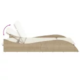 bézs polyrattan napozóágy párnákkal 114x205x73 cm