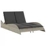 világosszürke polyrattan napozóágy párnákkal 114x205x73 cm