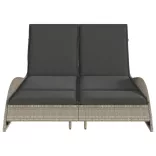 világosszürke polyrattan napozóágy párnákkal 114x205x73 cm