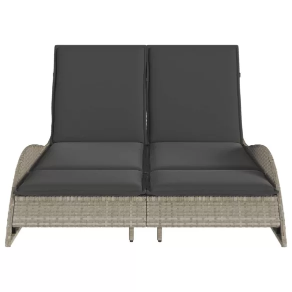 világosszürke polyrattan napozóágy párnákkal 114x205x73 cm