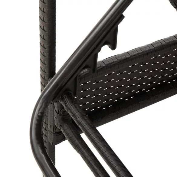 fekete polyrattan napozóágy párnával 63x200x81 cm