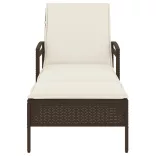 barna polyrattan napozóágy párnával 63x200x81 cm