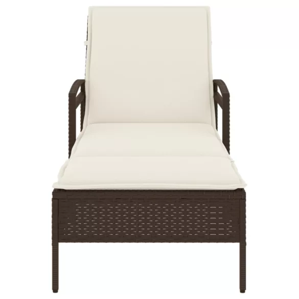 barna polyrattan napozóágy párnával 63x200x81 cm