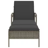 szürke polyrattan napozóágy párnával 63x200x81 cm