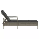 szürke polyrattan napozóágy párnával 63x200x81 cm