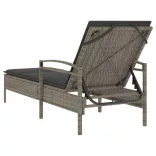 szürke polyrattan napozóágy párnával 63x200x81 cm