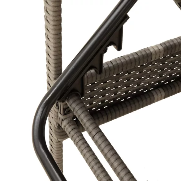 szürke polyrattan napozóágy párnával 63x200x81 cm