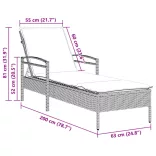 bézs polyrattan napozóágy párnával 63x200x81 cm