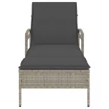 világosszürke polyrattan napozóágy párnával 63x200x81 cm