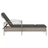 világosszürke polyrattan napozóágy párnával 63x200x81 cm