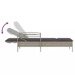 világosszürke polyrattan napozóágy párnával 63x200x81 cm