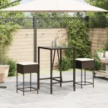 2 db barna polyrattan kerti bárszék párnával