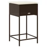 2 db barna polyrattan kerti bárszék párnával